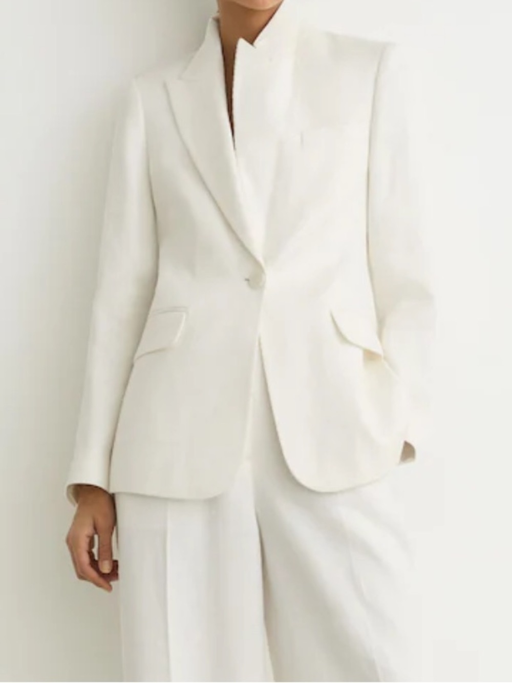 Reiss Alyx Texture One-Button Linen Blend Blazer